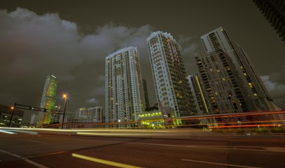 buildings miami lights sky gray