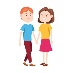 Obraz na płótnie Canvas cartoon happy teen couple icon, flat design