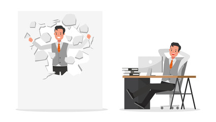 Businessman working character vector design
