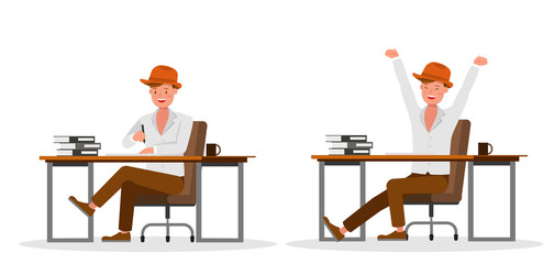 Businessman working character vector design