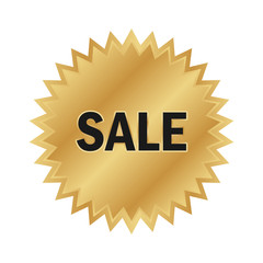Golden SALE badge label. Vector gold rosette.