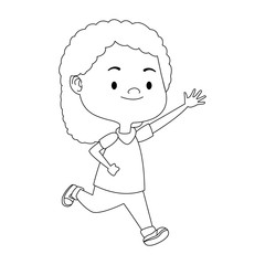 happy little girl icon, flat design