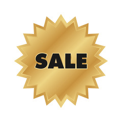 Golden SALE badge label. Vector gold rosette.