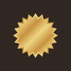 Golden badge label. Vector gold rosette.