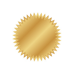Golden badge label. Vector gold rosette.
