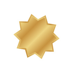 Golden badge label. Vector gold rosette.