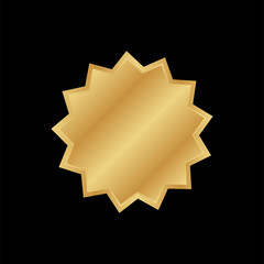 Golden badge label. Vector gold rosette.