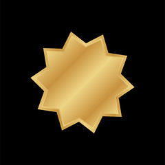 Golden badge label. Vector gold rosette.