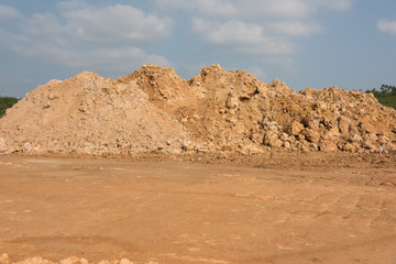 Outdoor construction dirt road earthwork and sky landscape