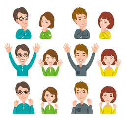 カップルの表情 のイラスト