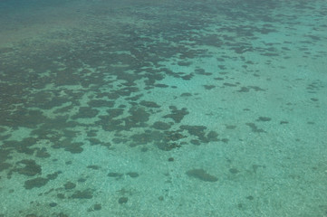 An aerial view of a reef somewhere in the Maldive Islands