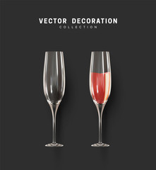 Two glasses with wine and champagne
