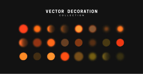 Glowing golden bokeh lights. Sparkles vibrant blurry round dots glow texture. Set of design elements. © lauritta