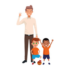 cartoon man with little boys icon
