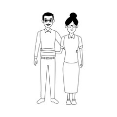 happy couple standing icon, flat design