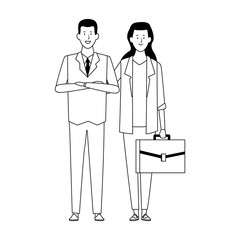 cartoon business woman and man, flat design