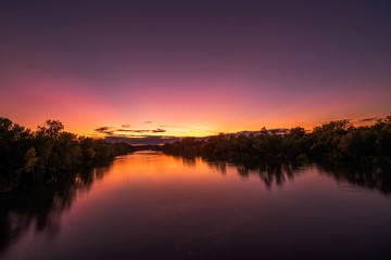 sunset over the river 