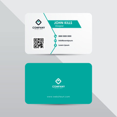 Clean green tosca business card template. Modern flat design name card concept.