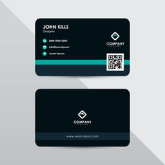 Clean green tosca business card template. Modern flat design name card concept.