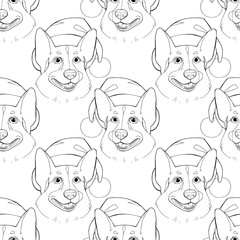 Seamless pattern with Corgi dog dressed as Santa. Excellent design for packaging, wrapping paper, textile etc.