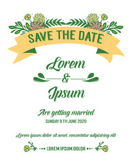 Fototapeta premium Template invitation wedding save the date, with pattern of colorful flower frame. Vector