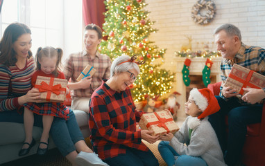family celebrating Christmas