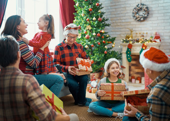 family celebrating Christmas