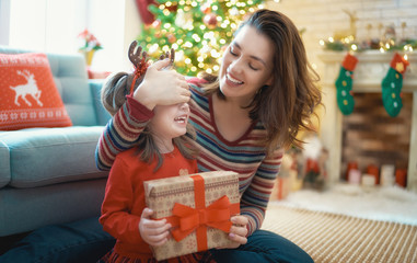 family celebrating Christmas