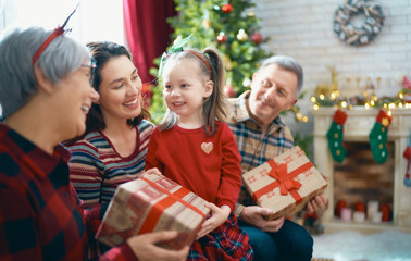 family celebrating Christmas