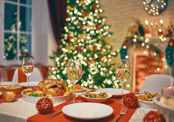 room decorated for Christmas