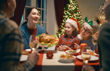 family celebrating Christmas