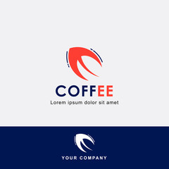 Elegant orange coffee logo template. Clean concept and easy for print.