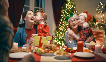 family celebrating Christmas