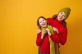 Winter portrait of happy family