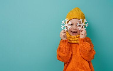 Winter portrait of happy child