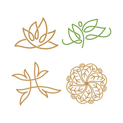 Nature spa logo Abstract Leaf Design Icon vector Template set