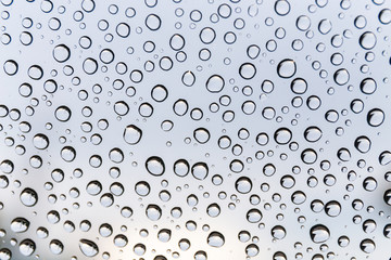 Water droplets on the glass during the rainy season. Copy space background and select focus