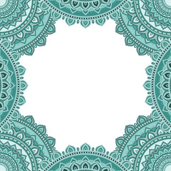 Abstract floral decorative frame for greeting card or invitation in ethnic style