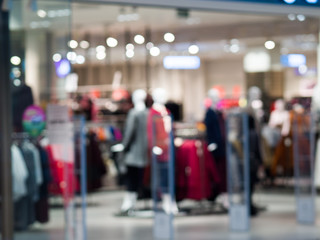 Defocus clothing boutique. Blurred color beautiful background. Theme of shops, sales
