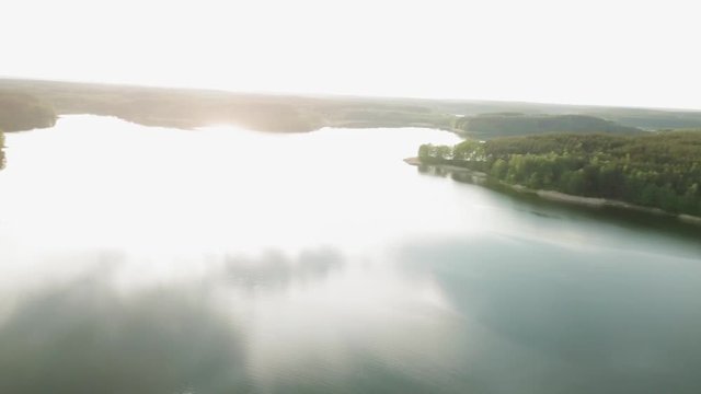 Aerial view of zabrody peninsula at wdzydze lake in Poland.