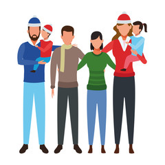 Fototapeta premium avatar family with little kids and friends, flat design