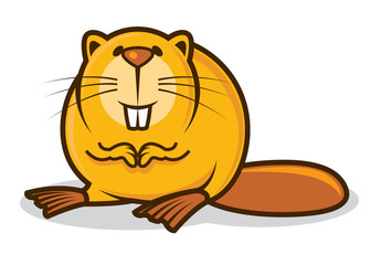 Cartoon cute little beaver character with big teeth smiling - vector mascot character © charactoon