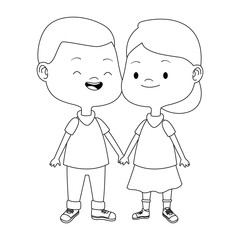 cartoon happy little kids standing
