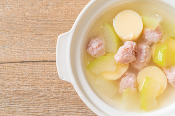 winter melon soup with minced pork and egg tofu
