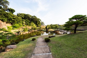 Japanese Garden (Gyokusen Inmaru Garden) at Kanazawa Castle, Ishikawa Prefecture, Japan