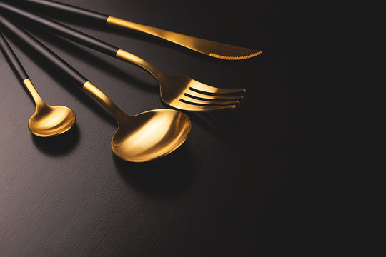 Dark creative shot of cutlery set.