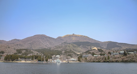 Fototapeta na wymiar Kawaguchiko/๋Japan -April 2019 : Beautiful view of the lake around Mount Fuji