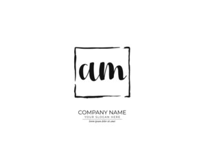 A M AM Initial handwriting logo design. Beautyful design handwritten logo for fashion, team, wedding, luxury logo.
