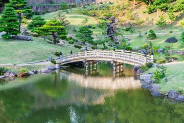 Fototapeta na wymiar Japanese Garden (Gyokusen Inmaru Garden) at Kanazawa Castle, Ishikawa Prefecture, Japan
