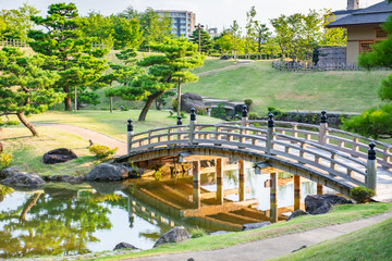 Japanese Garden (Gyokusen Inmaru Garden) at Kanazawa Castle, Ishikawa Prefecture, Japan